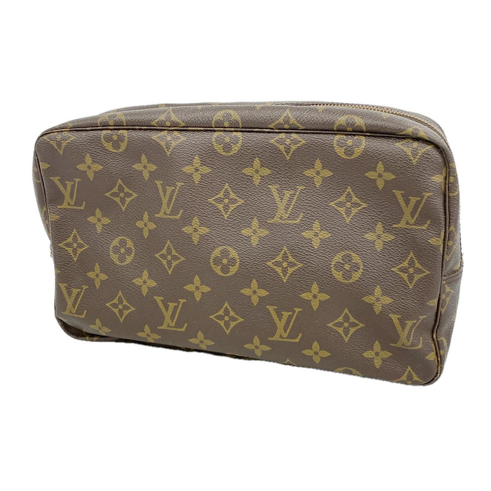 Louis Vuitton Monogram Trousses Toilette Pouch Canvas Leather Brown